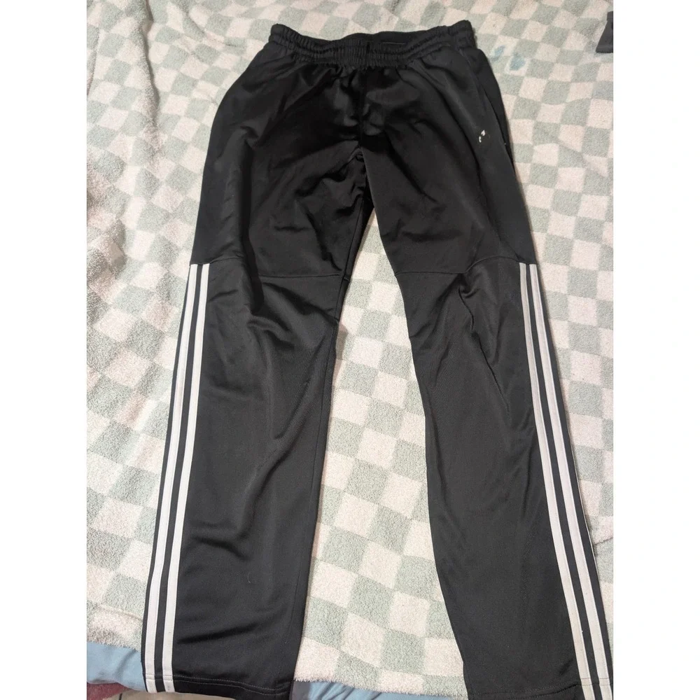 Adidas Track Pants Black Athletic Training Warm Up Joggers Mens Sz L A2